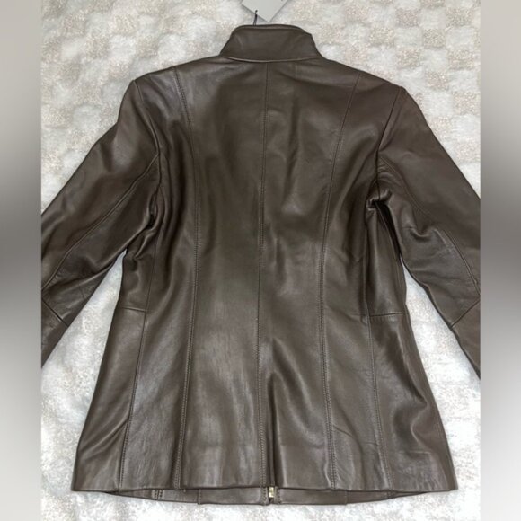 Women’s Cole Haan Wing Collar Leather Jacket • Size XSmall - Picture 7 of 15